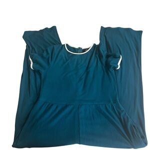 ZESICA Teal Ribbed Knit Jumpsuit – Size XL